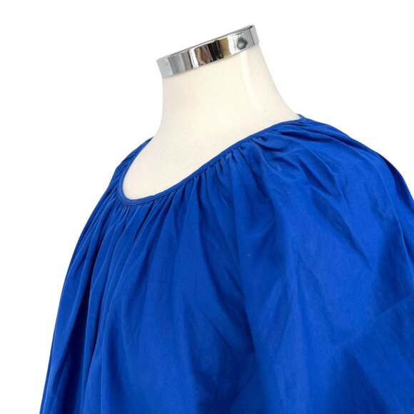 Madewell Shirred Puff-Sleeve Top Blue Cotton Silk Size Small NWT - Picture 4 of 10